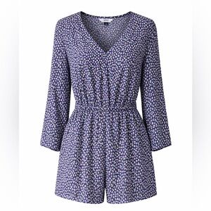 Tommy Jeans Floral Romper Women’s M | Long Sleeve V-Neck One-Piece Y2K